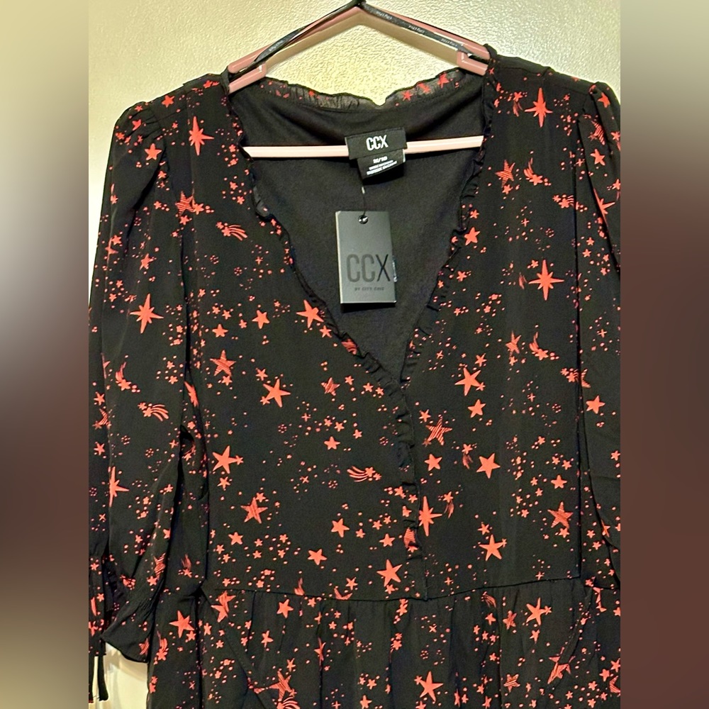 NWT Black and Red City Chic Aaliyah Shooting Stars Mini Dress Size 18